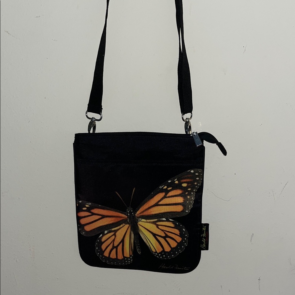 Black and Orange Butterfly Crossbody Bag